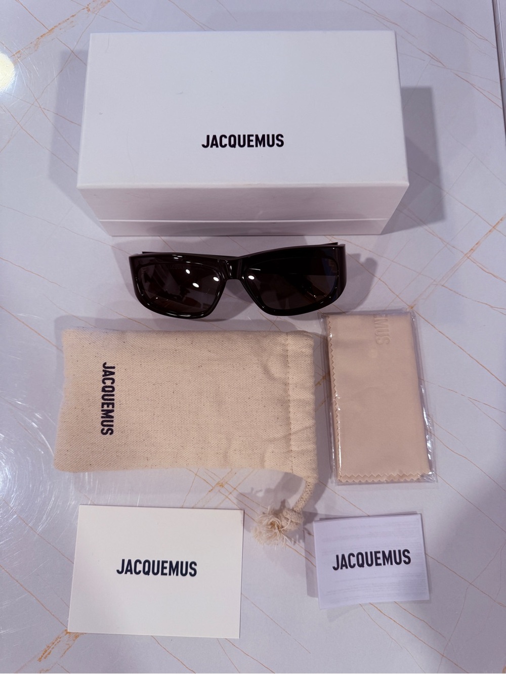Jacquemus Black & Gold Sunglasses with Accessories